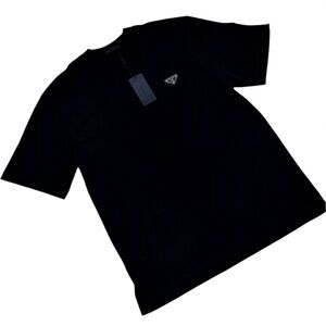 prada black terry t shirt with triangle logo